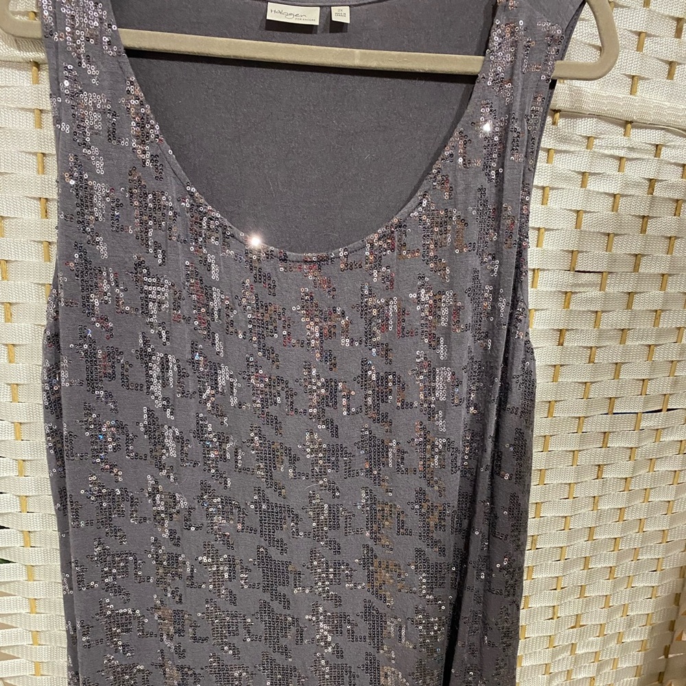 Gray Sequin Sleeveless Tank Top
